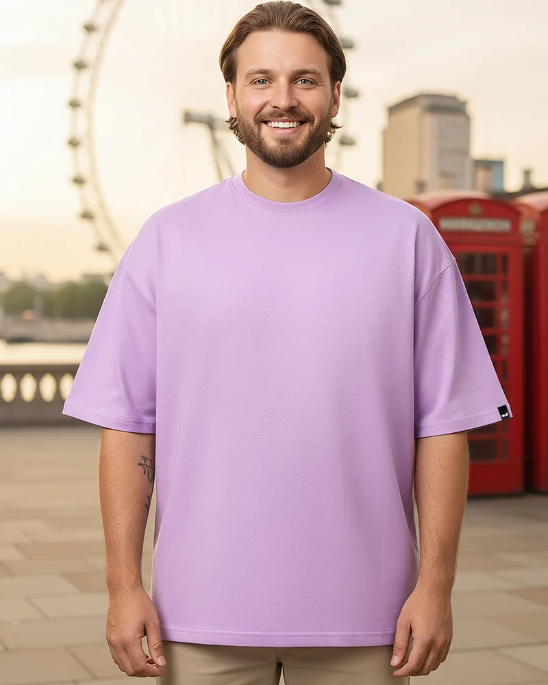 bewakoof Men's Purple Oversized Plus Size T-shirt